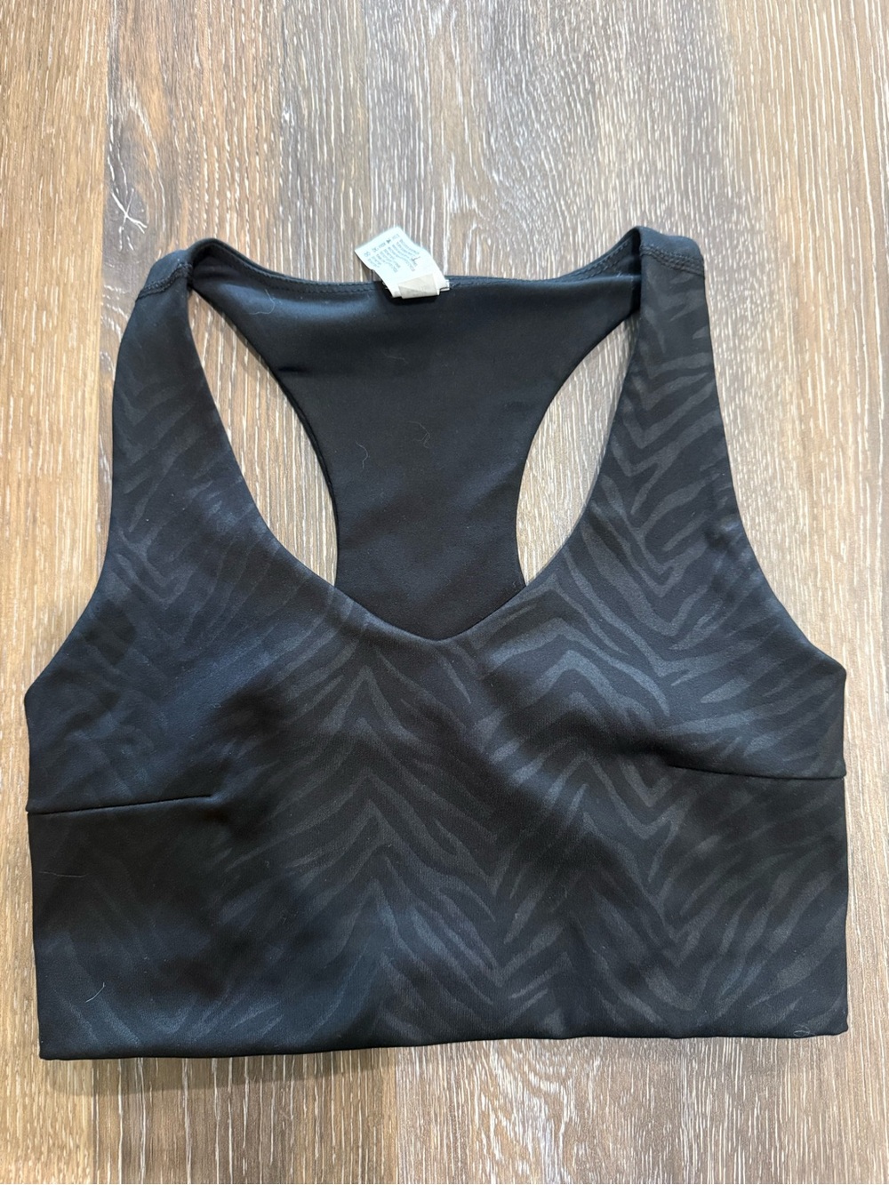 90 Degree By Reflex Black Zebra-Print Racerback Sports Bra